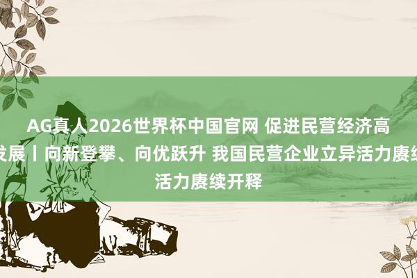 AG真人2026世界杯中国官网 促进民营经济高质地发展丨向新登攀、向优跃升 我国民营企业立异活力赓续开释