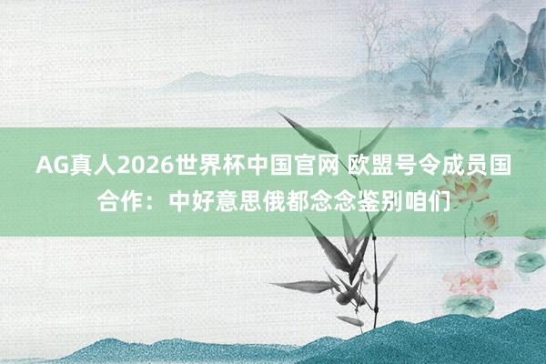 AG真人2026世界杯中国官网 欧盟号令成员国合作：中好意思俄都念念鉴别咱们