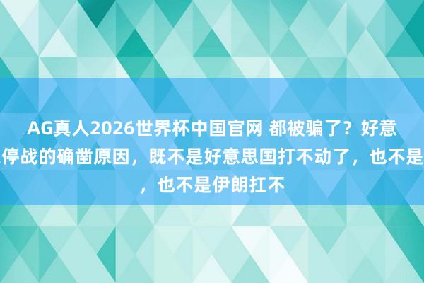AG真人2026世界杯中国官网 都被骗了？好意思伊瞬息停战的确凿原因，既不是好意思国打不动了，也不是伊朗扛不
