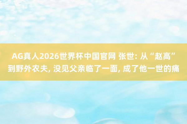 AG真人2026世界杯中国官网 张世: 从“赵高”到野外农夫， 没见父亲临了一面， 成了他一世的痛