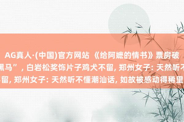 AG真人·(中国)官方网站 《给阿嬷的情书》票房破10亿元， 成局势级“黑马” ， 白岩松奖饰片子鸡犬不留， 郑州女子: 天然听不懂潮汕话， 如故被感动得稀里哗啦
