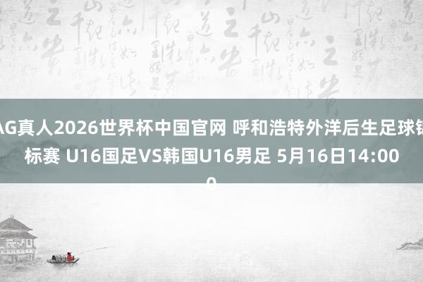AG真人2026世界杯中国官网 呼和浩特外洋后生足球锦标赛 U16国足VS韩国U16男足 5月16日14:00